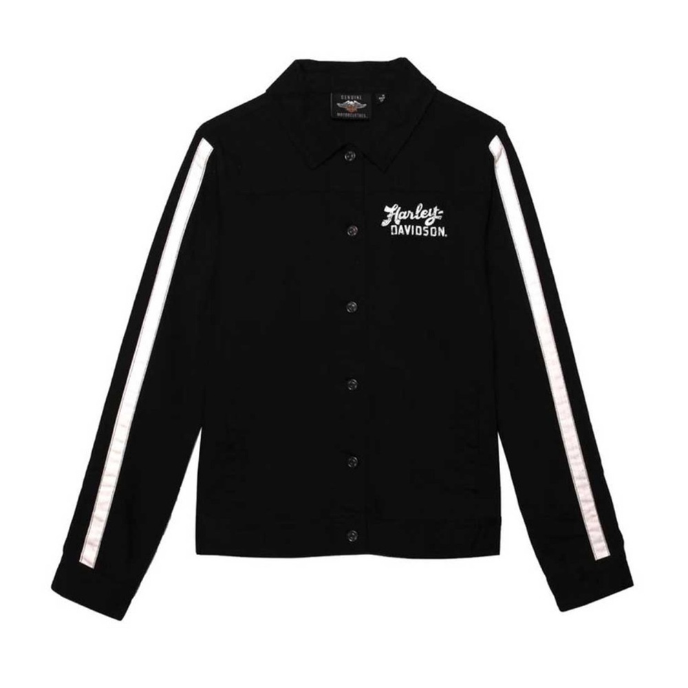 Harley-Davidson® Women's Gas & Oil Sleeve Stripe Casual Jacket, Black 97430-22VW
